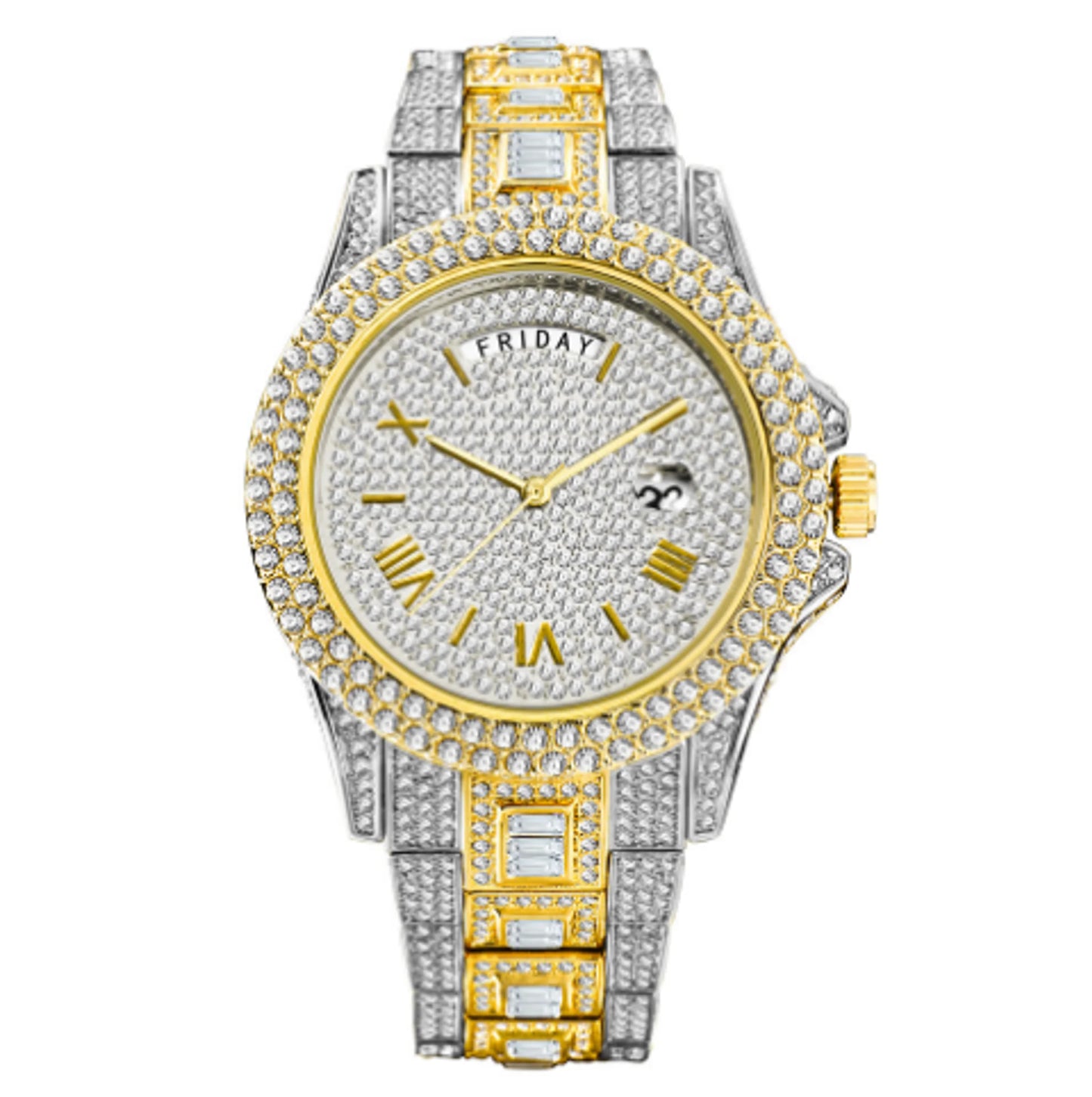 Masculino Luxury Diamond Gold Quartz Watch