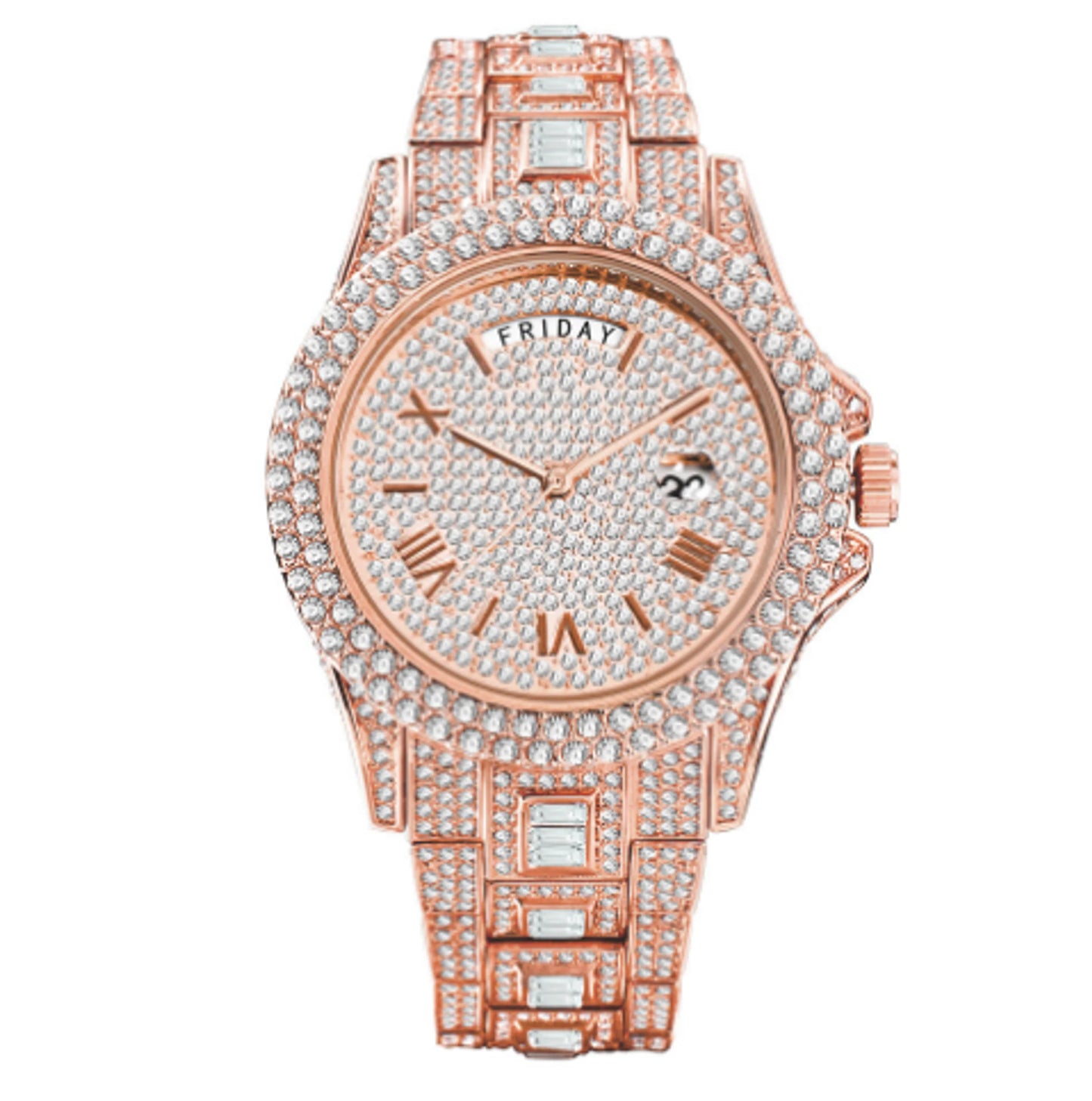 Masculino Luxury Diamond Gold Quartz Watch