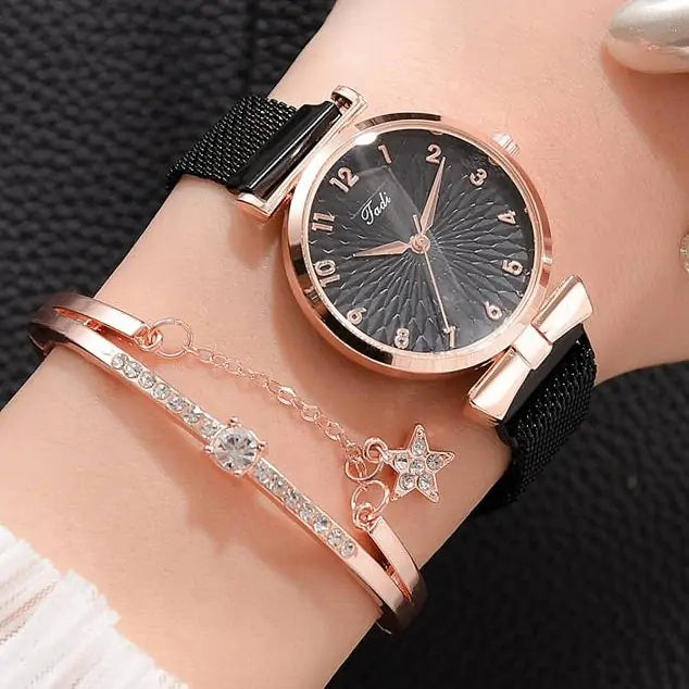 Chic Women's Magnetic Bracelet Watch &amp; Bracelet Set