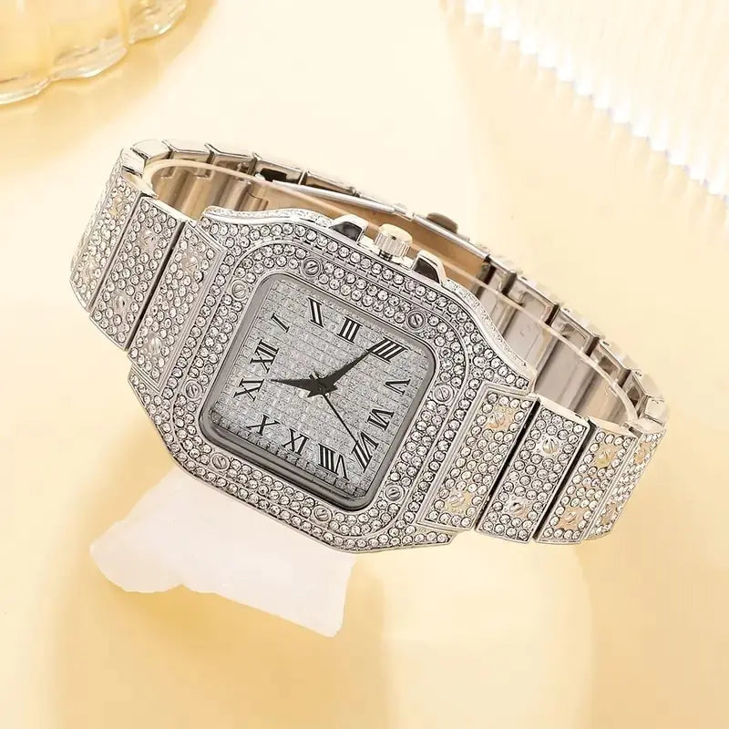 2Pcs Diamond Women’s Watch Set – Elegance in Every Detail