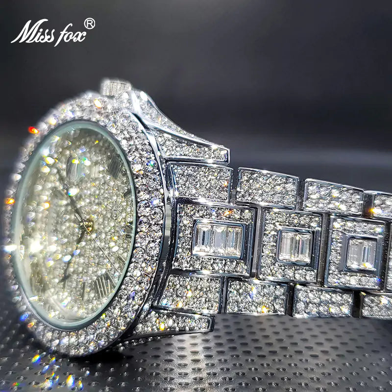 Masculino Luxury Diamond Gold Quartz Watch