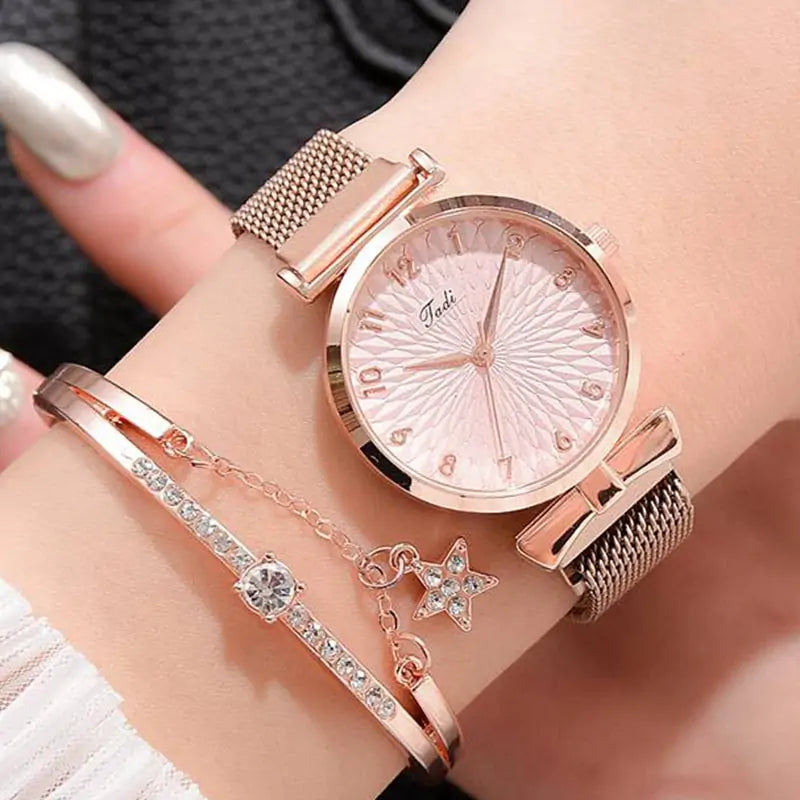 Chic Women's Magnetic Bracelet Watch &amp; Bracelet Set