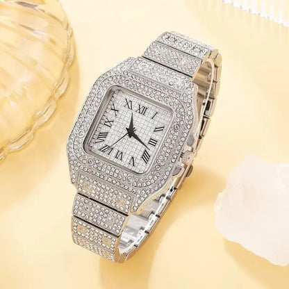 2Pcs Diamond Women’s Watch Set – Elegance in Every Detail