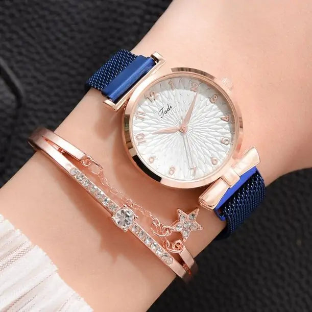 Chic Women's Magnetic Bracelet Watch &amp; Bracelet Set