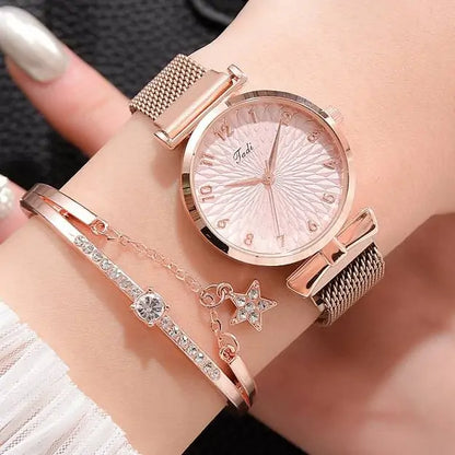 Chic Women's Magnetic Bracelet Watch &amp; Bracelet Set