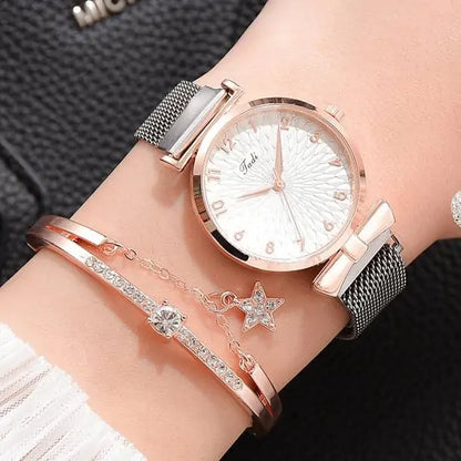 Chic Women's Magnetic Bracelet Watch &amp; Bracelet Set